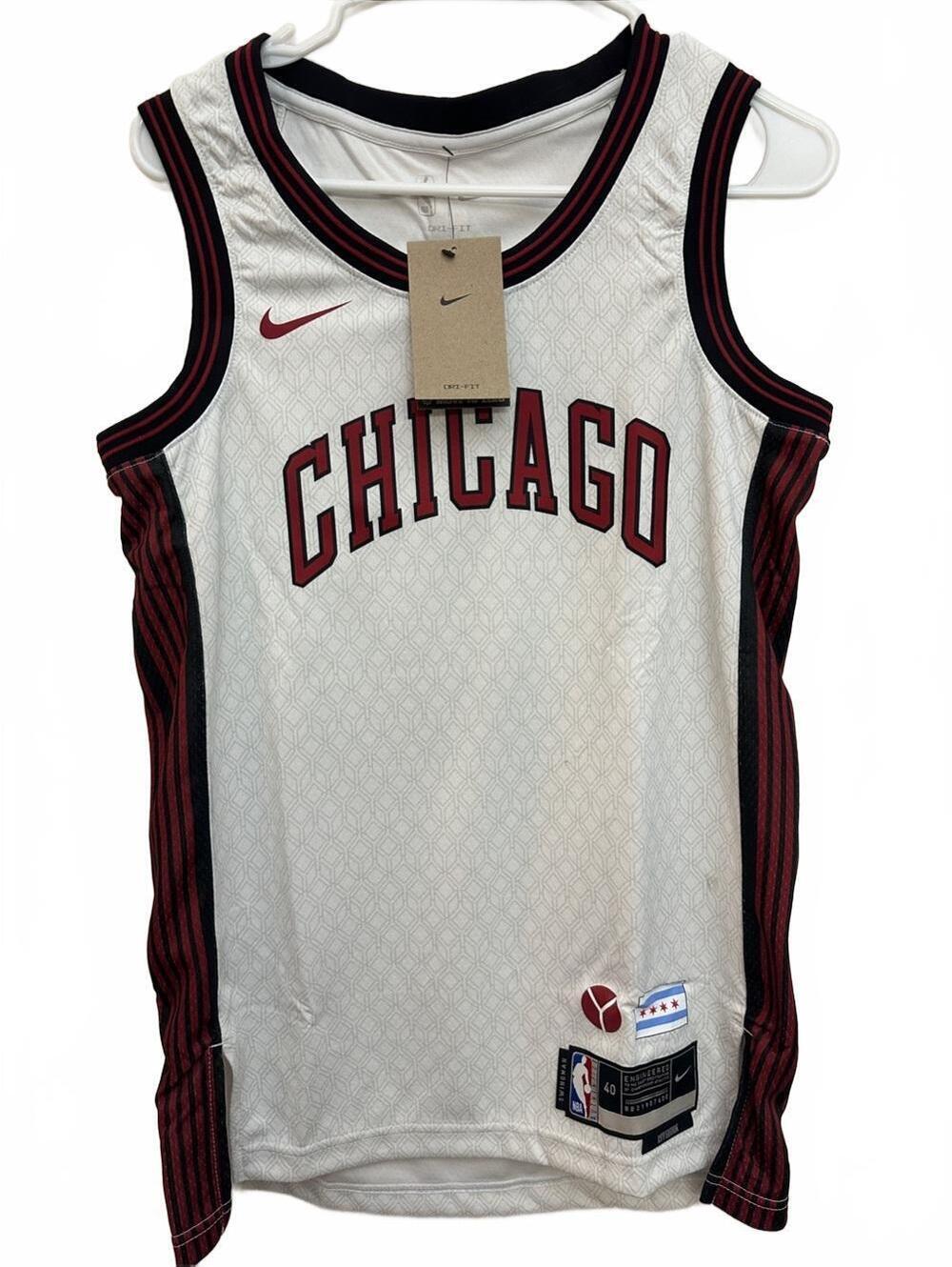 Nike White and Maroon Chicago Basketball Jersey NBA